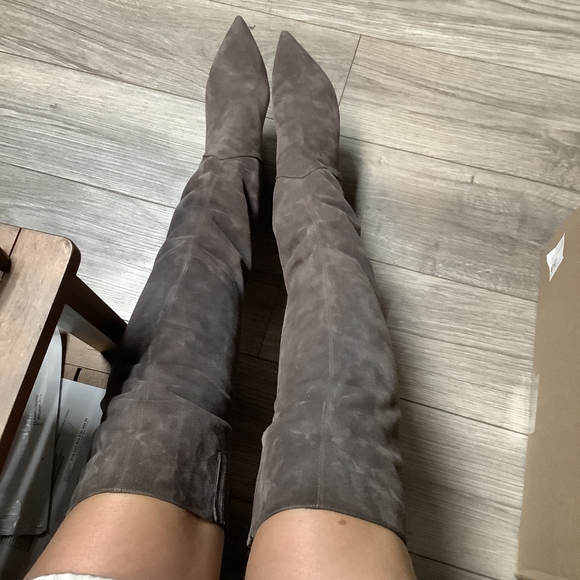 Saint Laurent Paris Over Knee Cat 90mm Suede Thigh Boot 38 - Picture 15 of 15